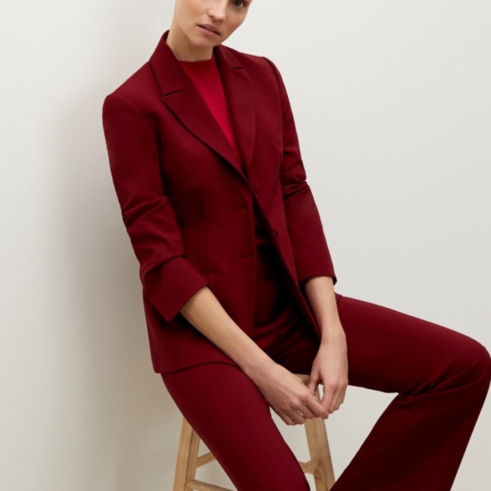 MM Lafleur Bennet Jacket Wool Twill in Bordeaux Red Size 0